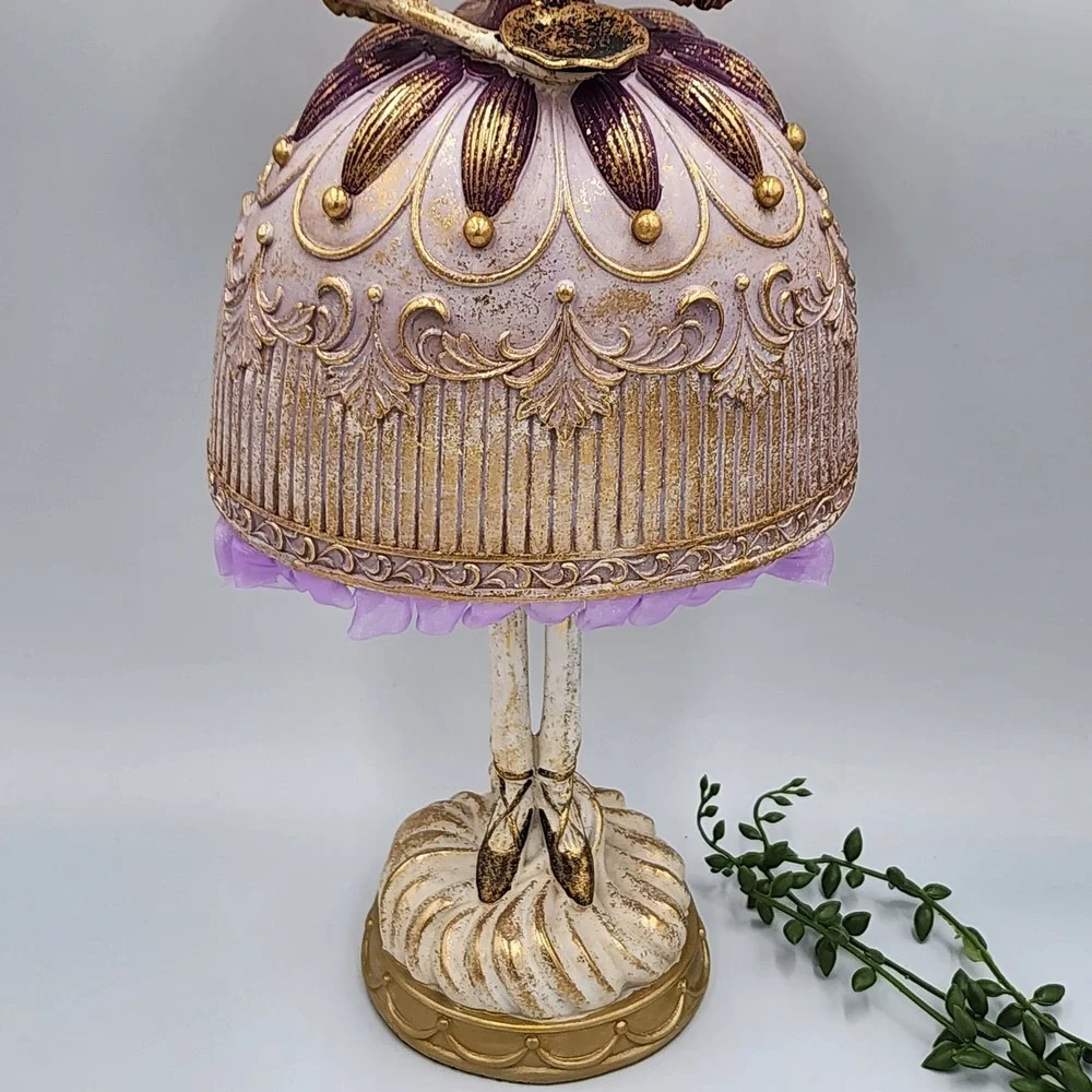 Bella Lux Skeleton Lady Halloween Figurine Purple Gold Victorian Gothic 16